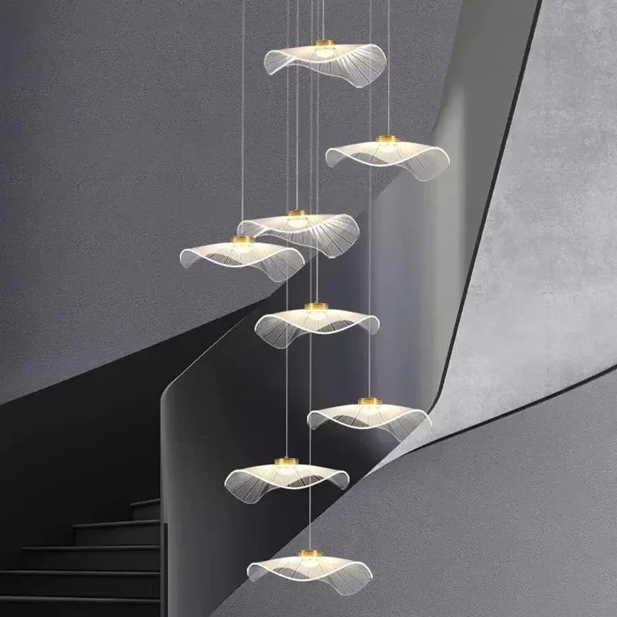 Modern Leaf Design LED Chandelier With Metal Wireframe - Image 3