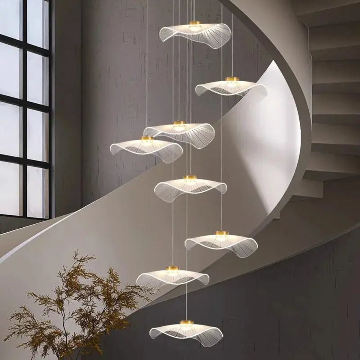 Modern Leaf Design LED Chandelier With Metal Wireframe - Image 4