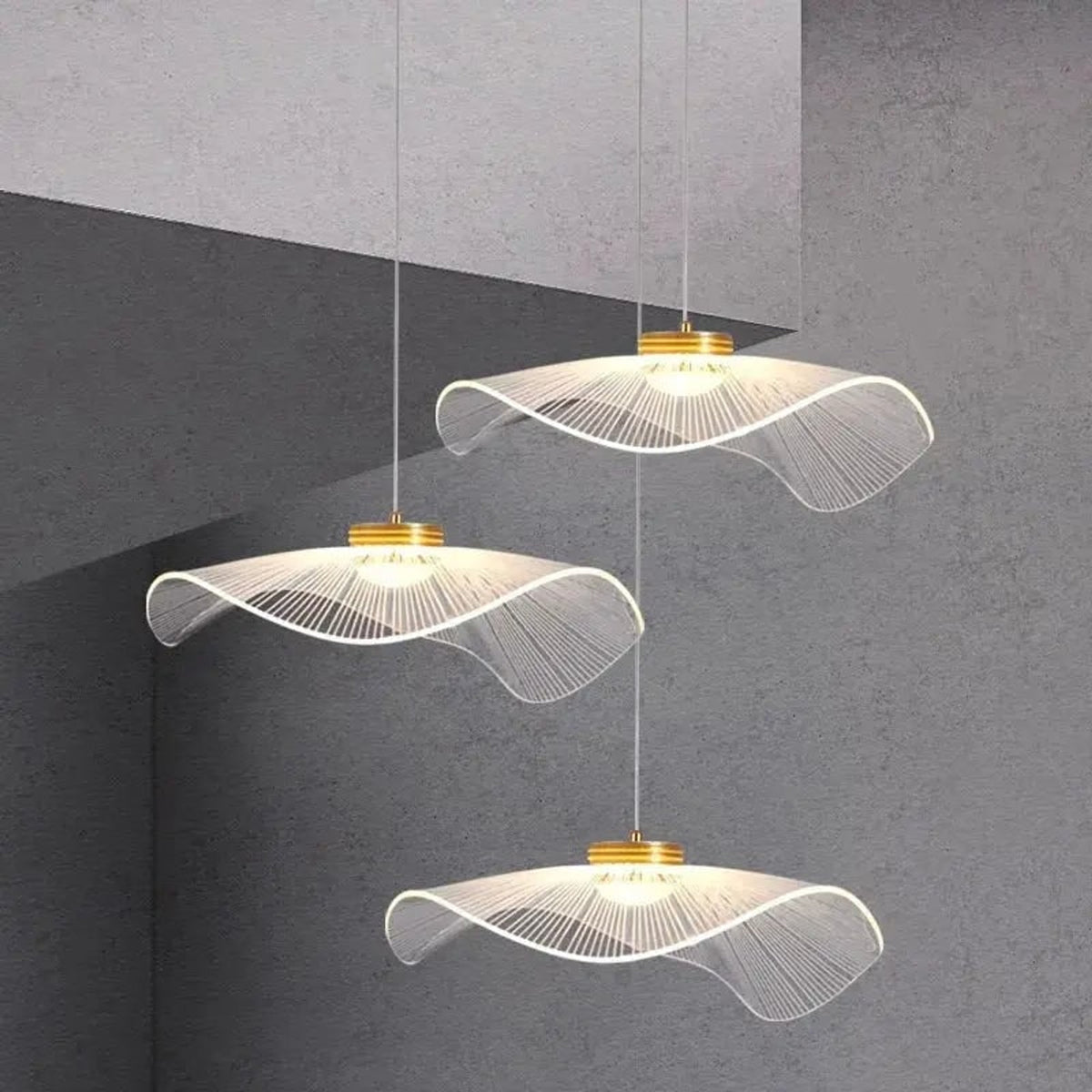 Modern Leaf Design LED Chandelier With Metal Wireframe - Image 5