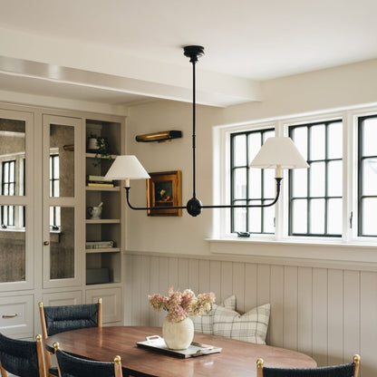 Modern Linear LED Chandelier With Fabric Shades - Image 2