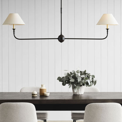 Modern Linear LED Chandelier With Fabric Shades - Image 6