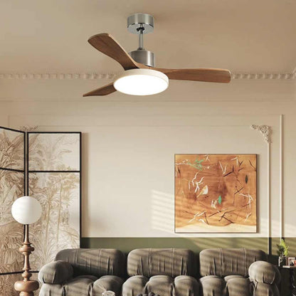 Modern Wooden Ceiling Fan With LED Light And Remote Control - Image 1