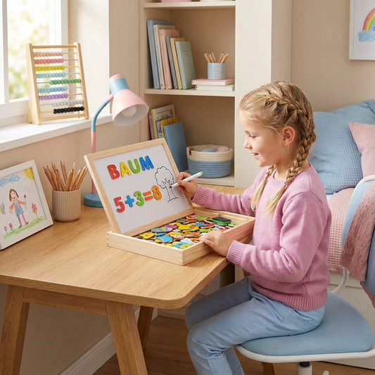 Montessori Drawing Board 2in1 Wooden With Magnetic Side And Writable Side - Image 1