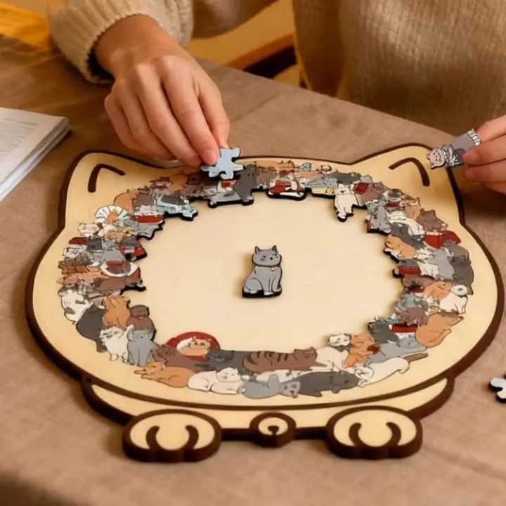 Morandi Wooden Cat Puzzle 135 Piece Calming Jigsaw For Adults - Image 1