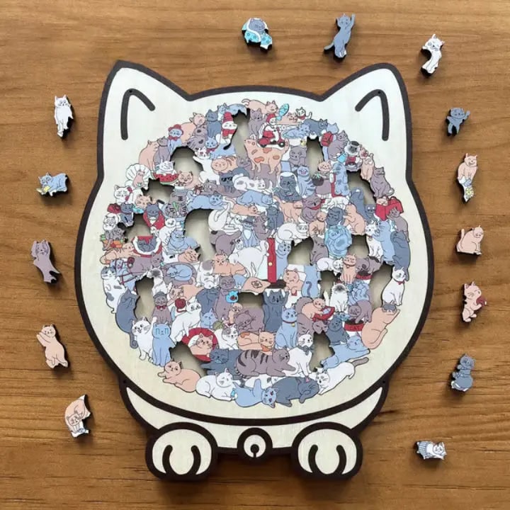 Morandi Wooden Cat Puzzle 135 Piece Calming Jigsaw For Adults - Image 4