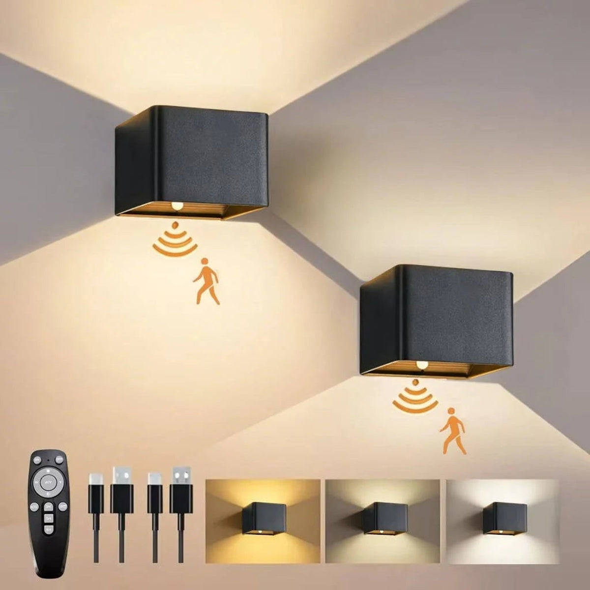 Motion Sensor Wall Light With Usb-C Charging And Remote Control - Image 1