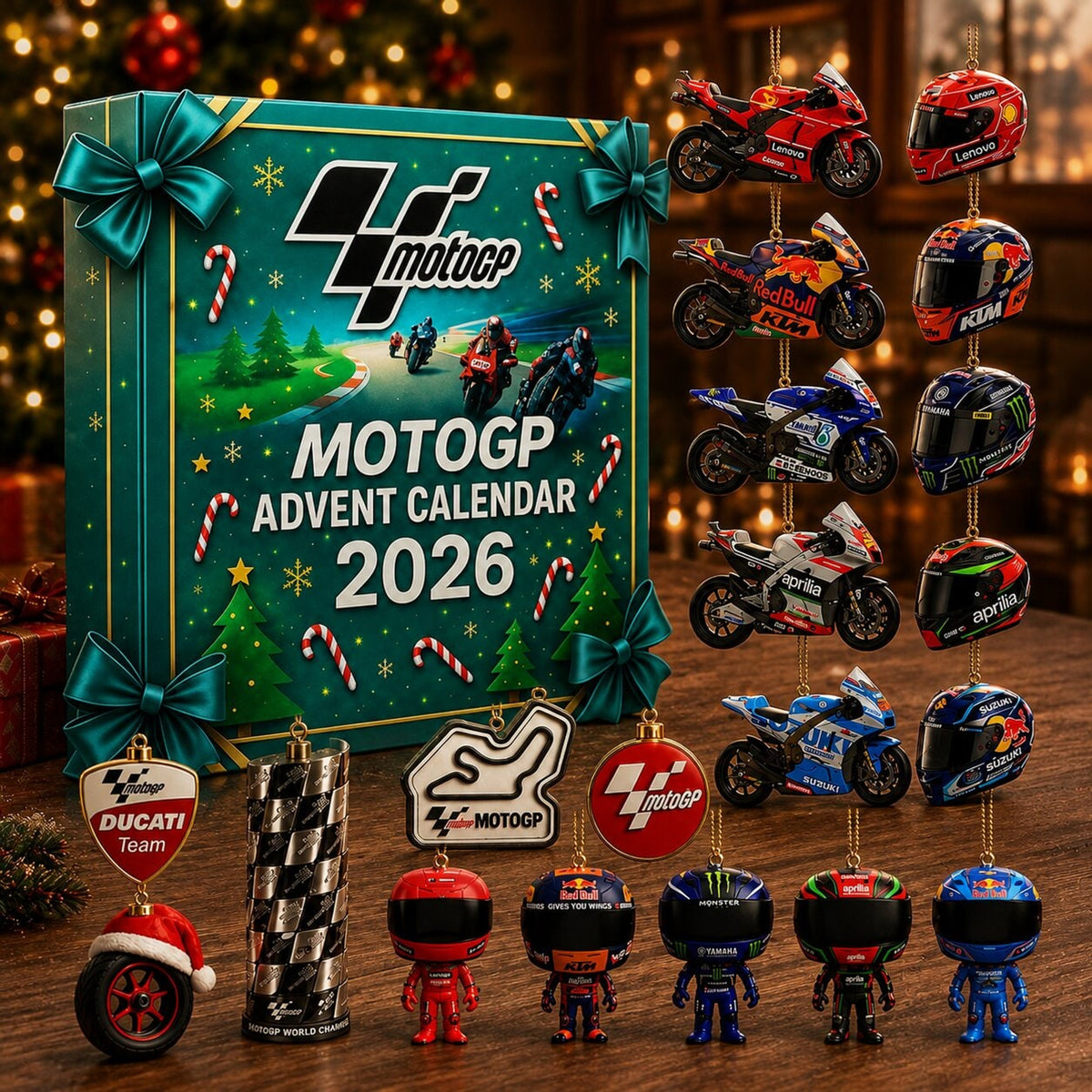 Moto Gp Advent Calendar 24 Day Christmas Countdown With Toy Motorcycles And Helmets - Image 1