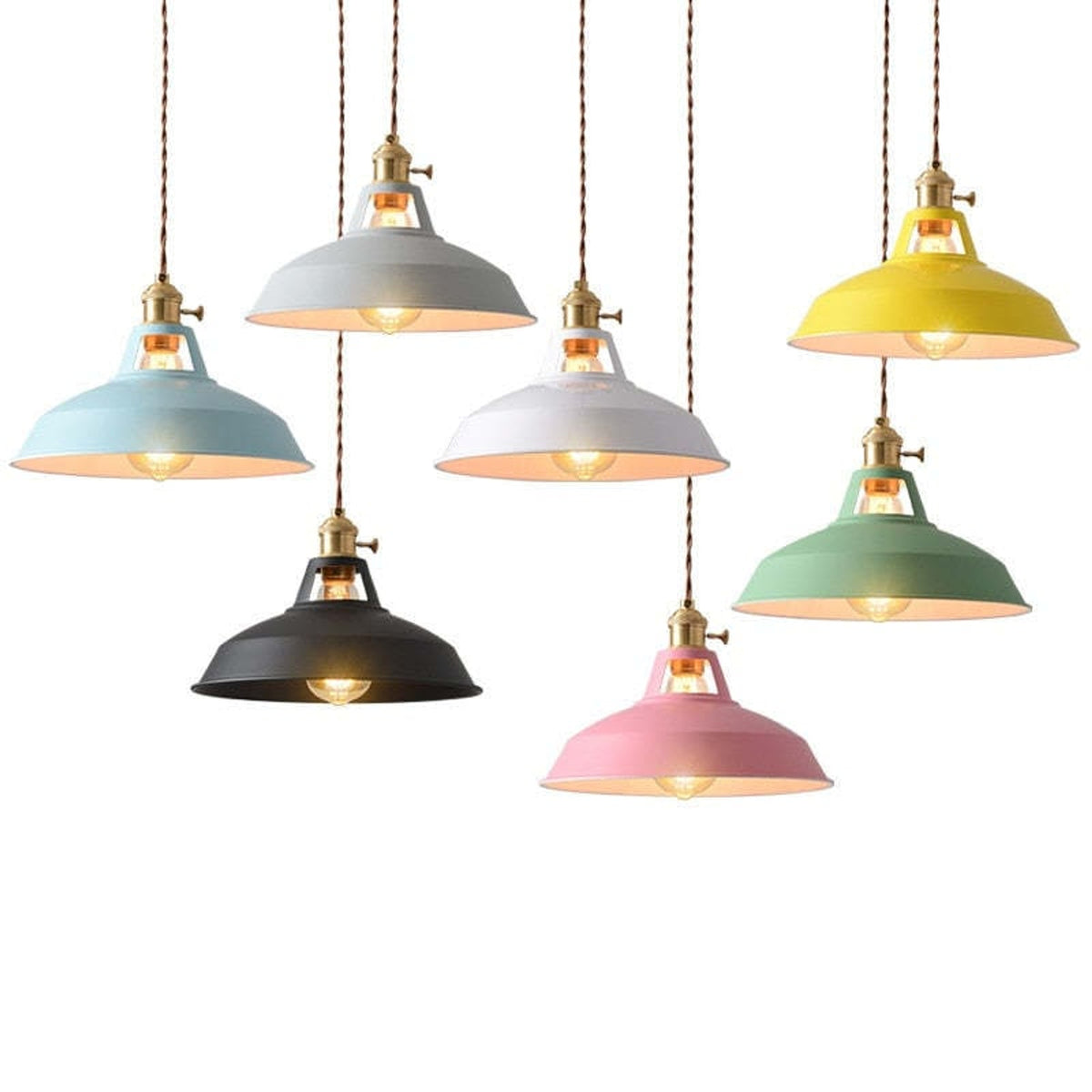 Multi-Color Metal Pendant Light With LED Bulb - Image 1