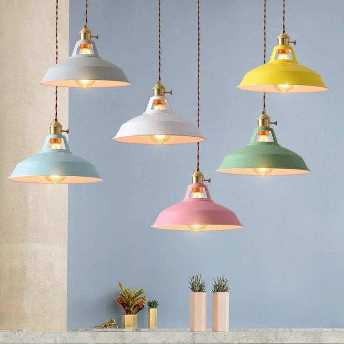 Multi-Color Metal Pendant Light With LED Bulb - Image 14