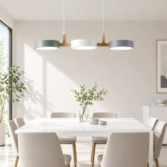 Multi- Wooden Pendant Chandelier With Adjustable Cords - Image 1