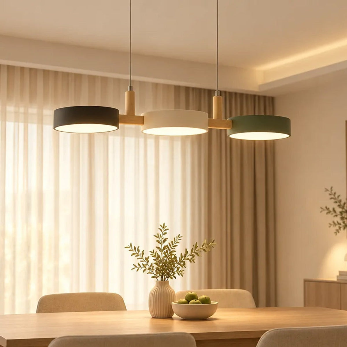 Multi- Wooden Pendant Chandelier With Adjustable Cords - Image 15