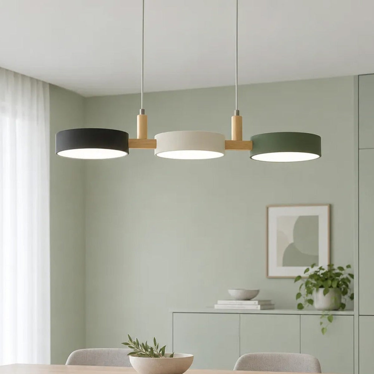 Multi- Wooden Pendant Chandelier With Adjustable Cords - Image 16