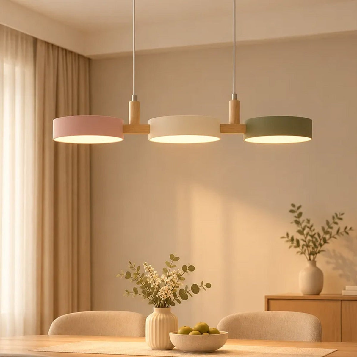Multi- Wooden Pendant Chandelier With Adjustable Cords - Image 18