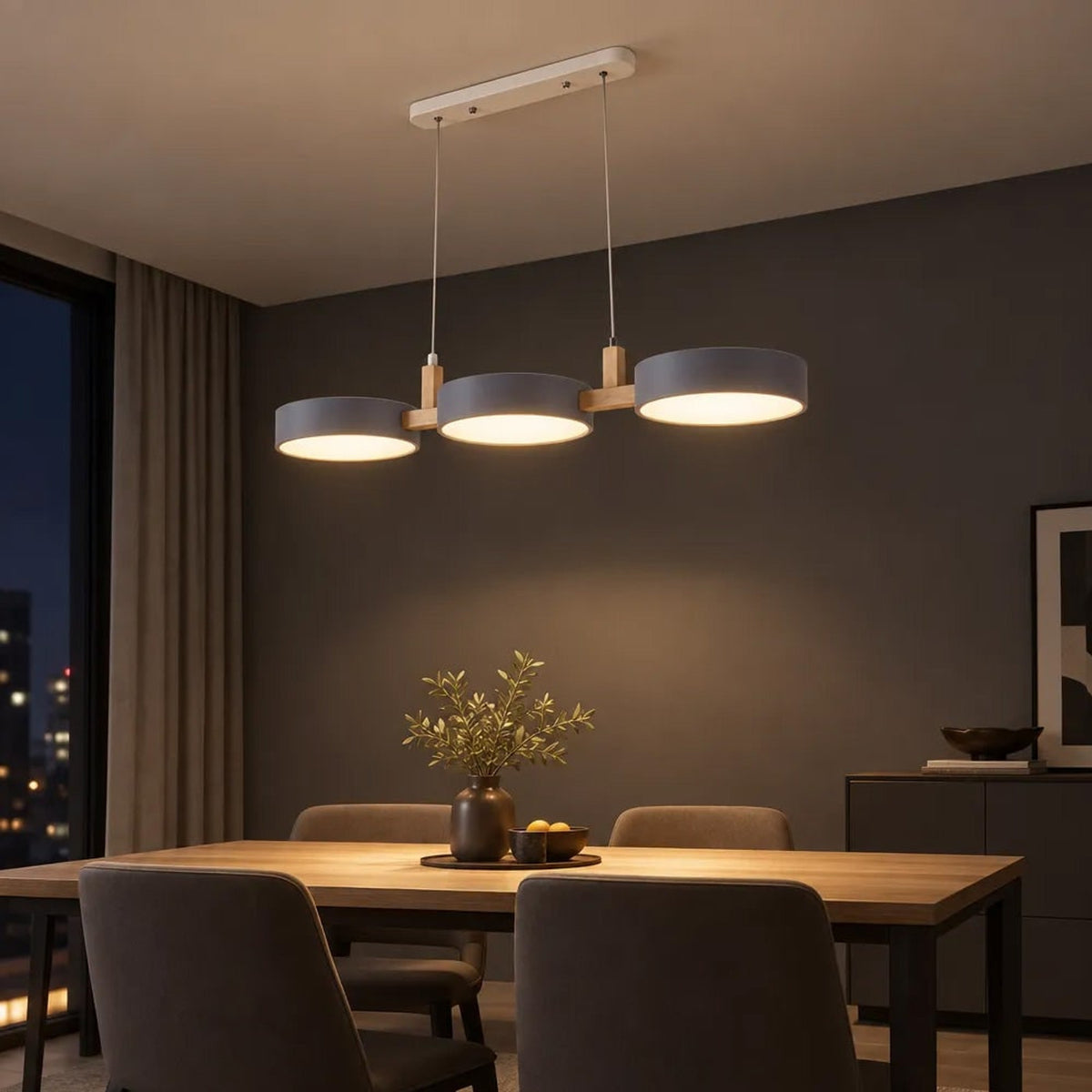 Multi- Wooden Pendant Chandelier With Adjustable Cords - Image 8