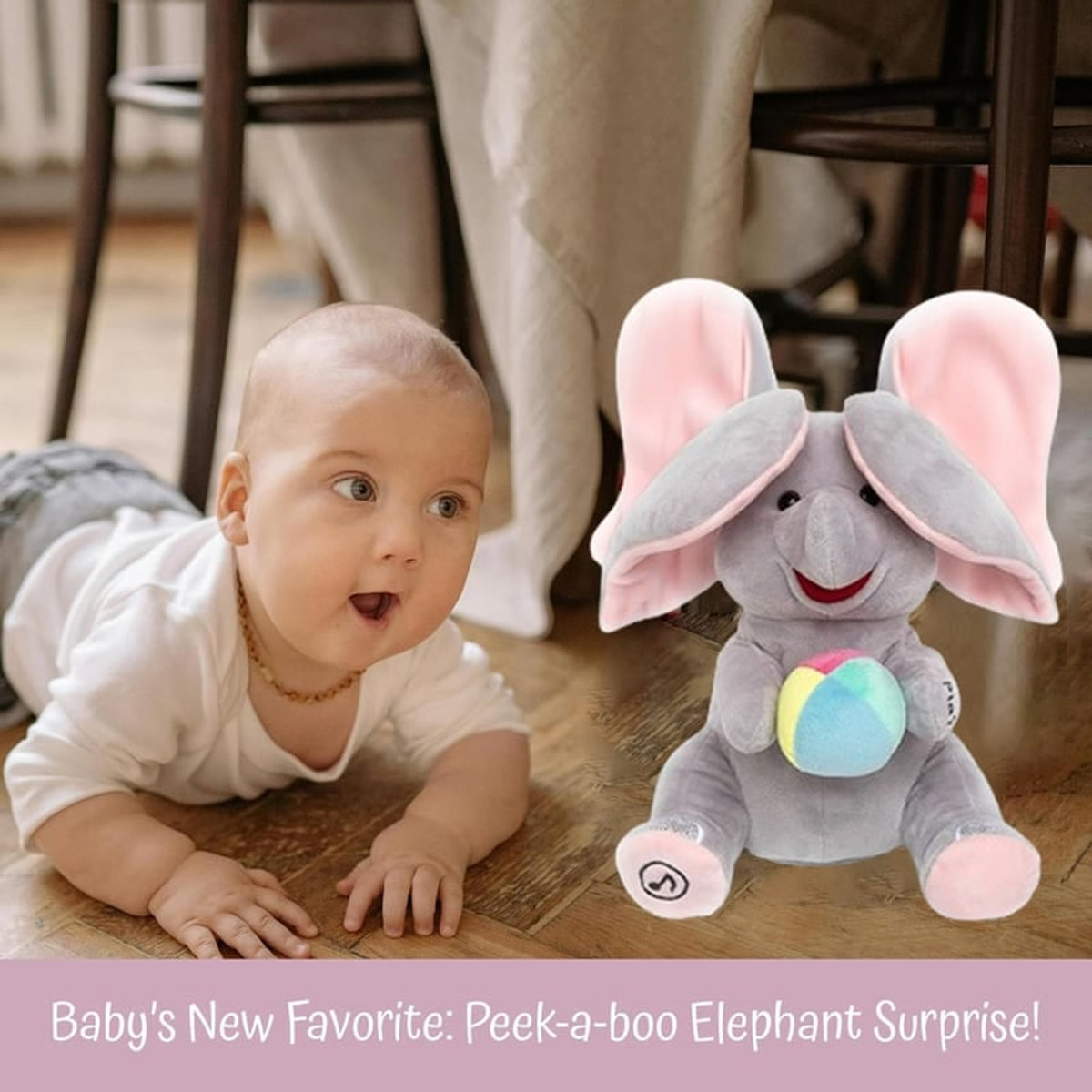 Musical Elephant Plush Toy With Peek-A-Boo Ears And Soothing Melodies For Toddlers - Image 6