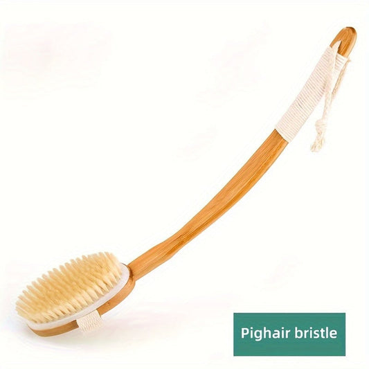 Natural Bristle Bath Brush With Long Wooden Handle For Exfoliating Back Scrubber - Image 6