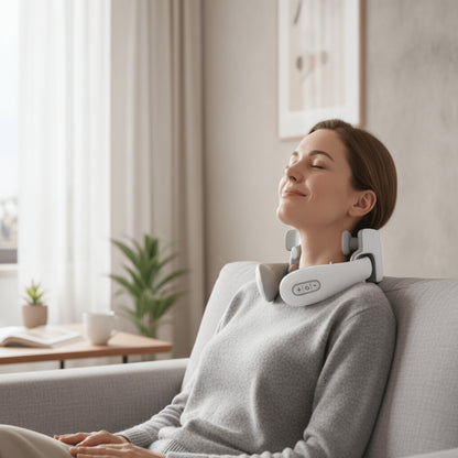 Neck Massager With Heat Vibration And Pulse Therapy Smart Portable Device For Deep Relaxation - Image 2