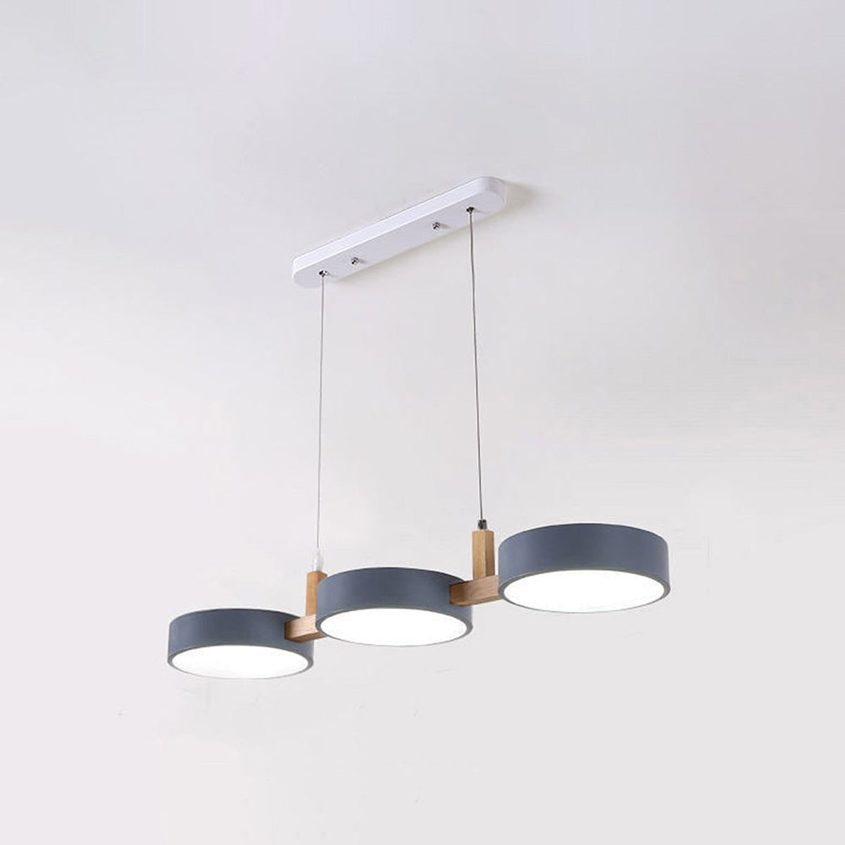 Nordic Metal Wood Pendant Light With Connected Disc Shades - Image 12