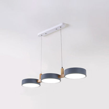 Nordic Metal Wood Pendant Light With Connected Disc Shades - Image 12
