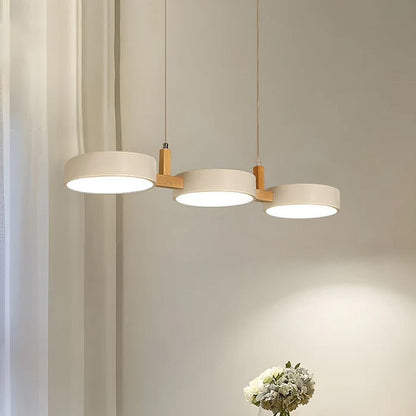 Nordic Metal Wood Pendant Light With Connected Disc Shades - Image 10