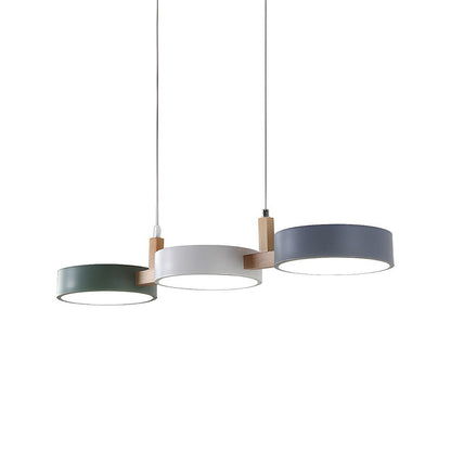 Nordic Metal Wood Pendant Light With Connected Disc Shades - Image 22