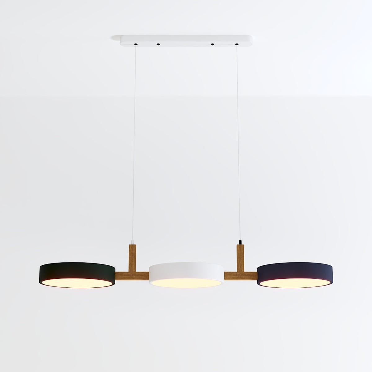 Nordic Metal Wood Pendant Light With Connected Disc Shades - Image 27