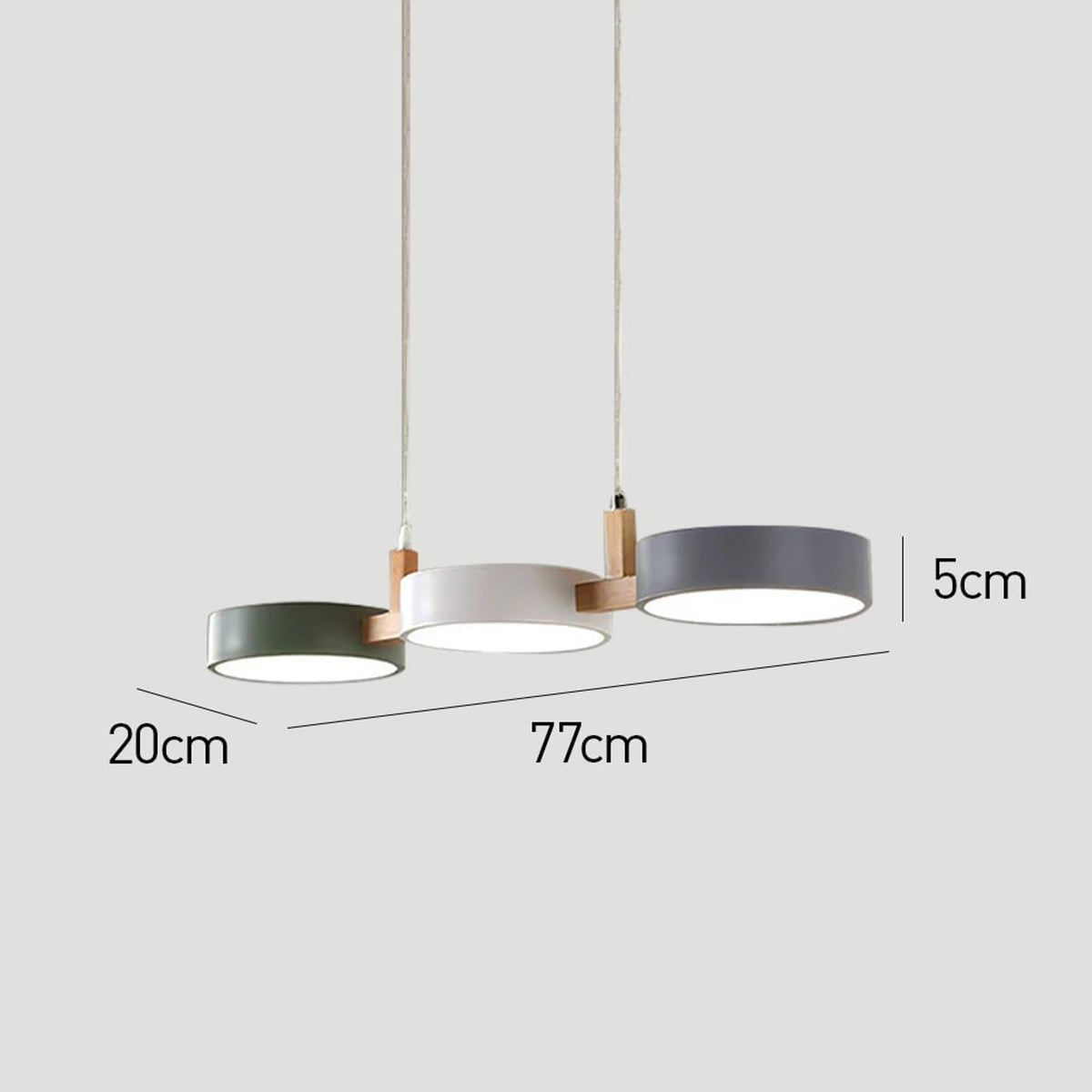 Nordic Metal Wood Pendant Light With Connected Disc Shades - Image 4