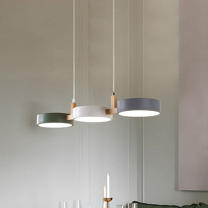 Nordic Metal Wood Pendant Light With Connected Disc Shades - Image 6