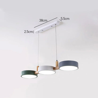 Nordic Metal Wood Pendant Light With Connected Disc Shades - Image 9