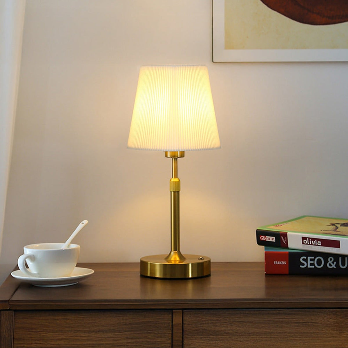 Nordic Telescopic Table Lamp With Rechargeable LED And Fabric Shade - Image 3