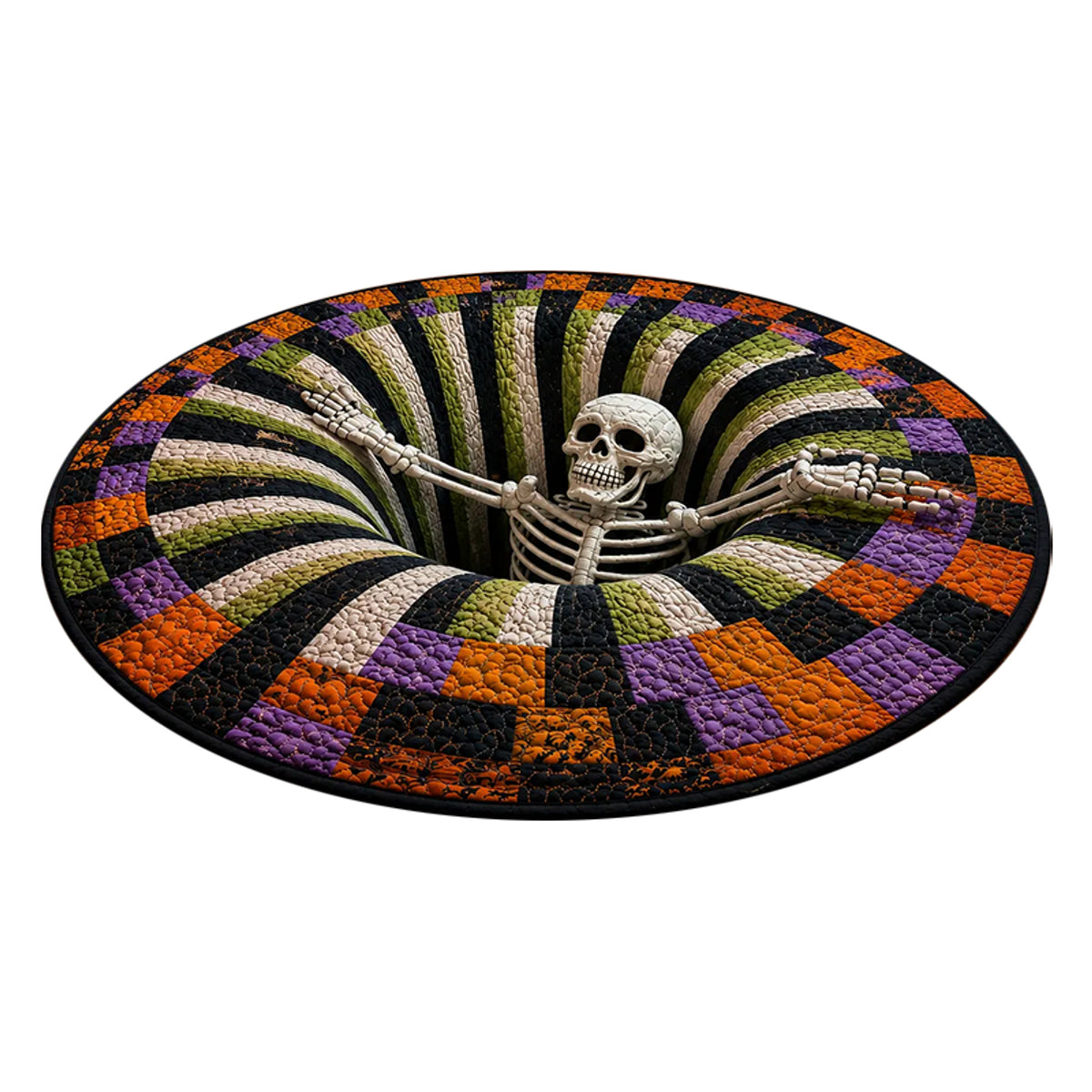 Optical Illusion 3D Halloween Rug Oval Floor Mat Depth - Image 1