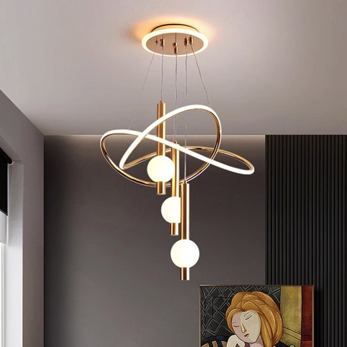 Ordinary_product Chandelier Pendant Modern Iron Acrylic Bedroom - Image 1