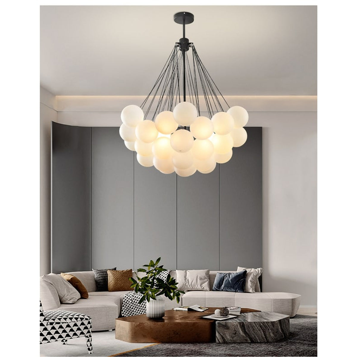 Ordinary_product Pendant Lamp Chandelier Glass Bubble Adjustable Height - Image 4
