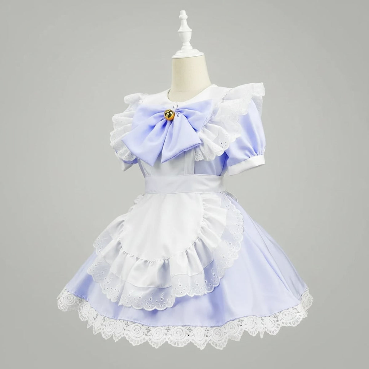 Party Costume Women's Halloween French Maid Dress With Apron And Puff Sleeves For Plus Size - Image 1