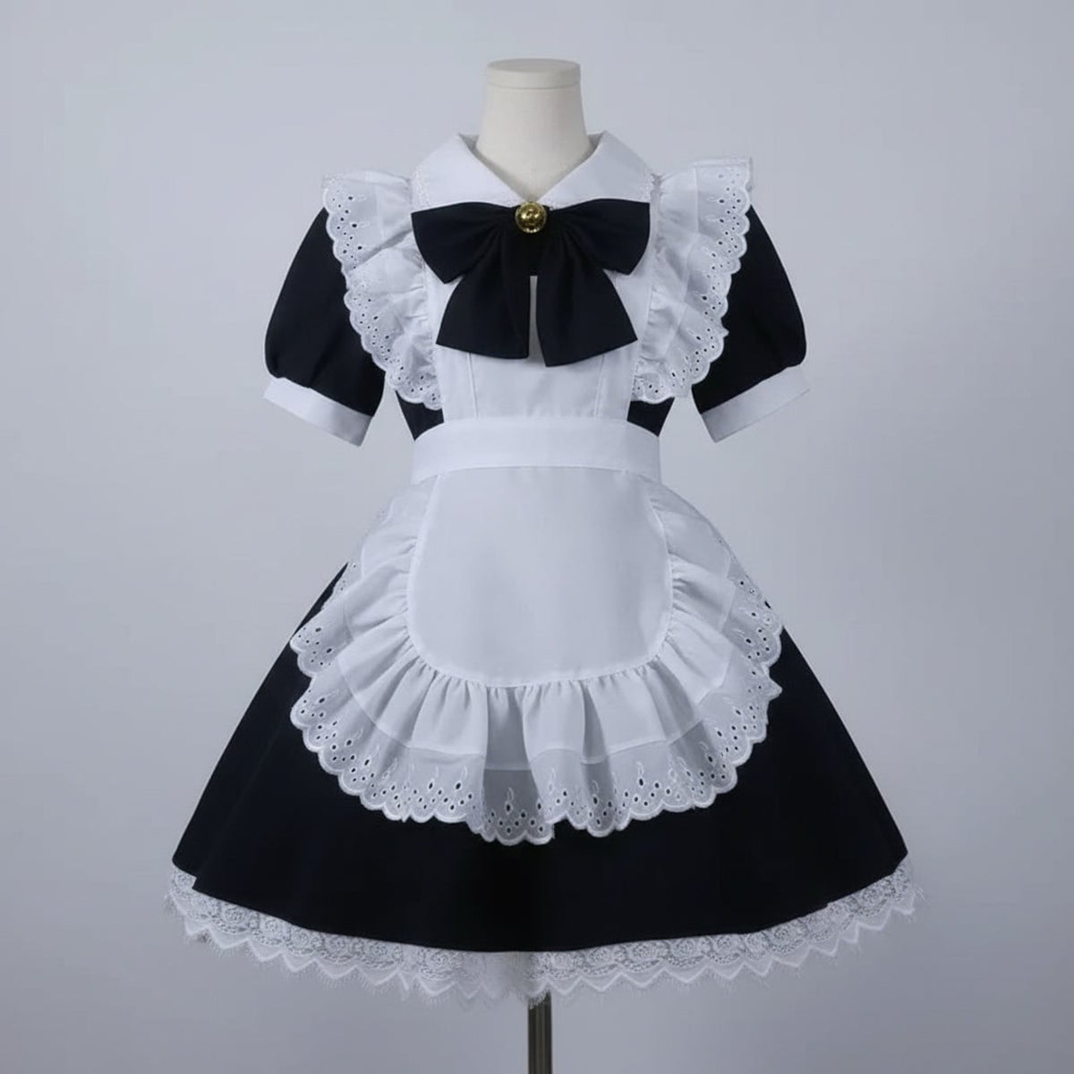 Party Costume Women's Halloween French Maid Dress With Apron And Puff Sleeves For Plus Size - Image 2