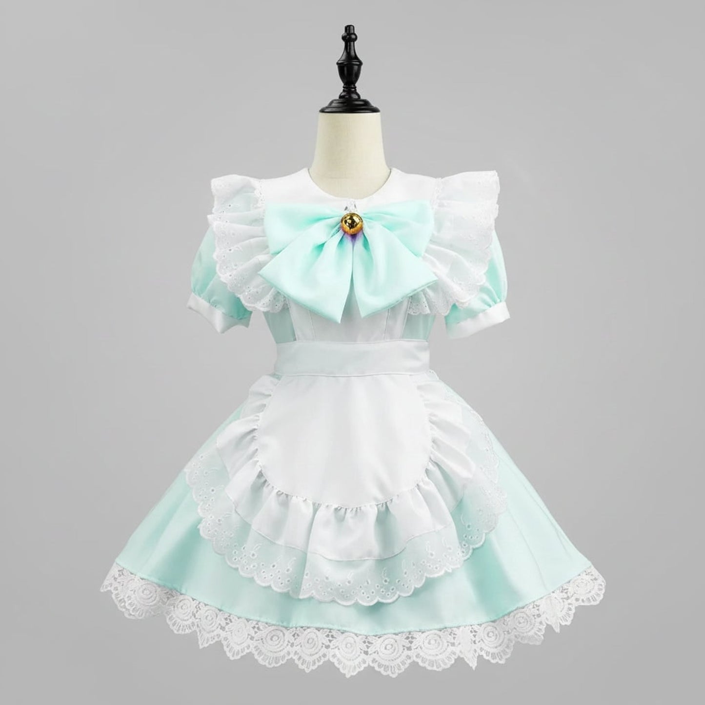 Party Costume Women's Halloween French Maid Dress With Apron And Puff Sleeves For Plus Size - Image 4
