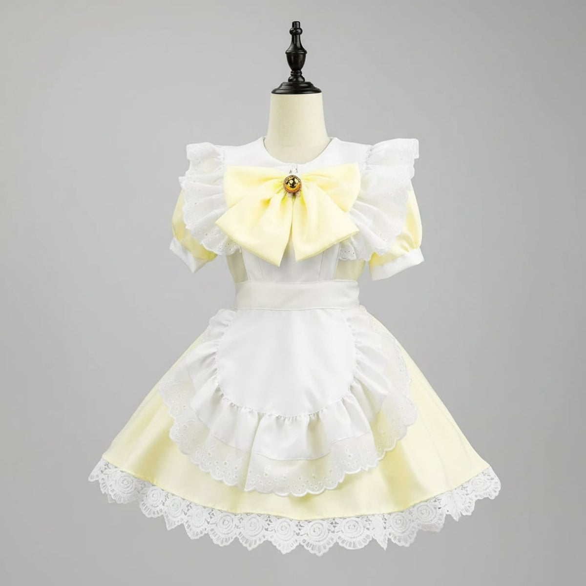 Party Costume Women's Halloween French Maid Dress With Apron And Puff Sleeves For Plus Size - Image 3