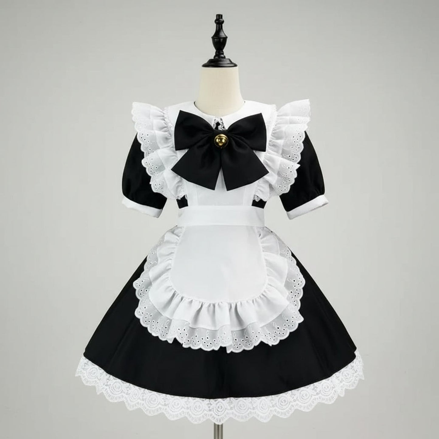 Party Costume Women's Halloween French Maid Dress With Apron And Puff Sleeves For Plus Size - Image 10