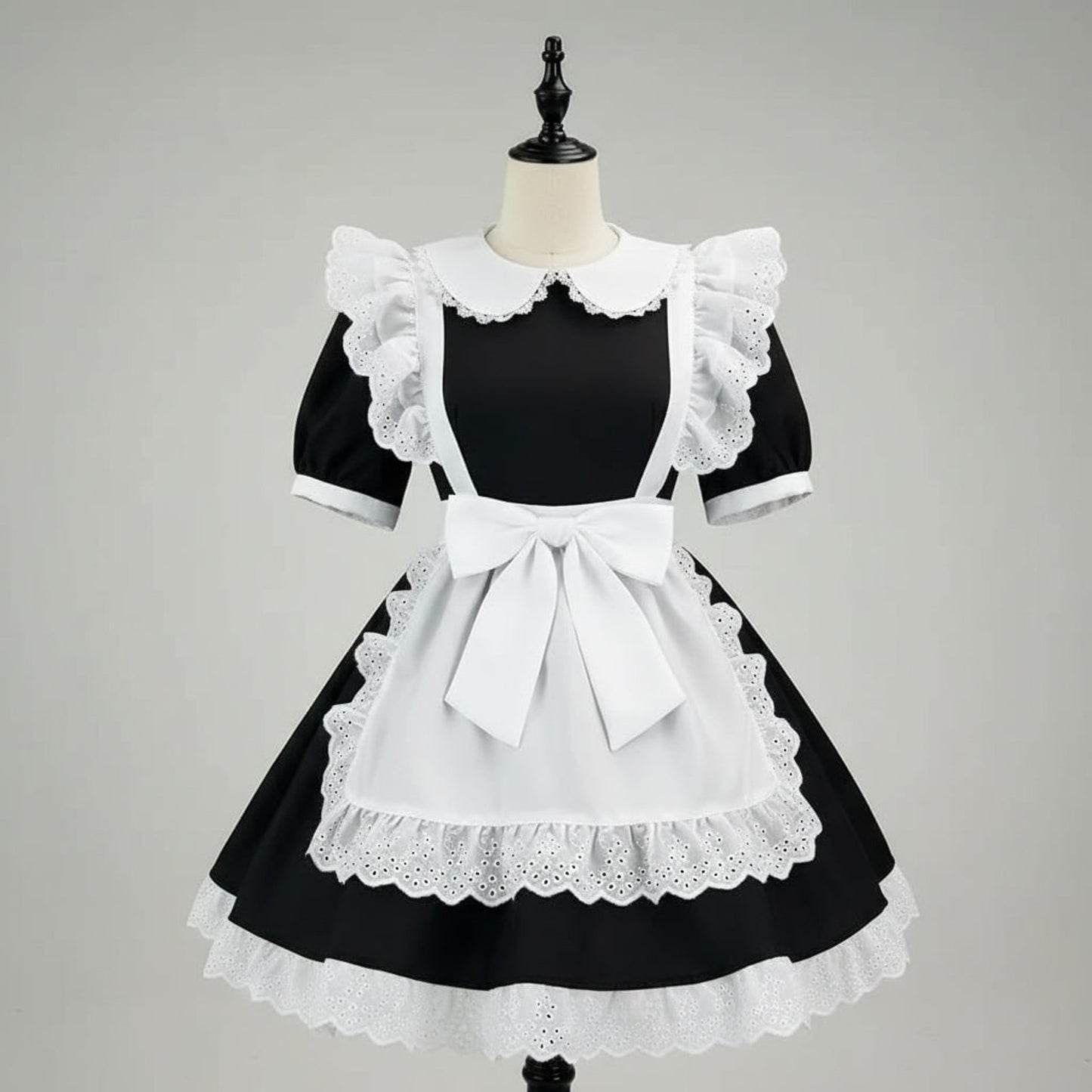 Party Costume Women's Halloween French Maid Dress With Apron And Puff Sleeves For Plus Size - Image 9