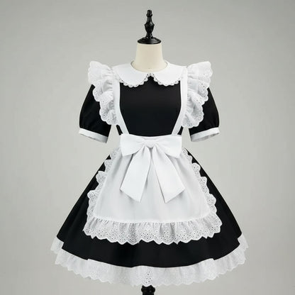 Party Costume Women's Halloween French Maid Dress With Apron And Puff Sleeves For Plus Size - Image 9