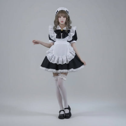 Party Costume Women's Halloween French Maid Dress With Apron And Puff Sleeves For Plus Size - Image 11