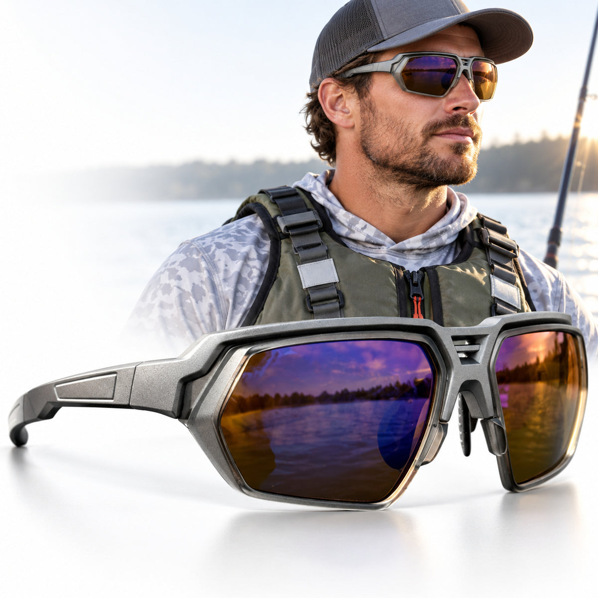 Photochromic Polarised Sports Sunglasses With Night-Enhancing Lenses And Tactical Wrap - Image 6
