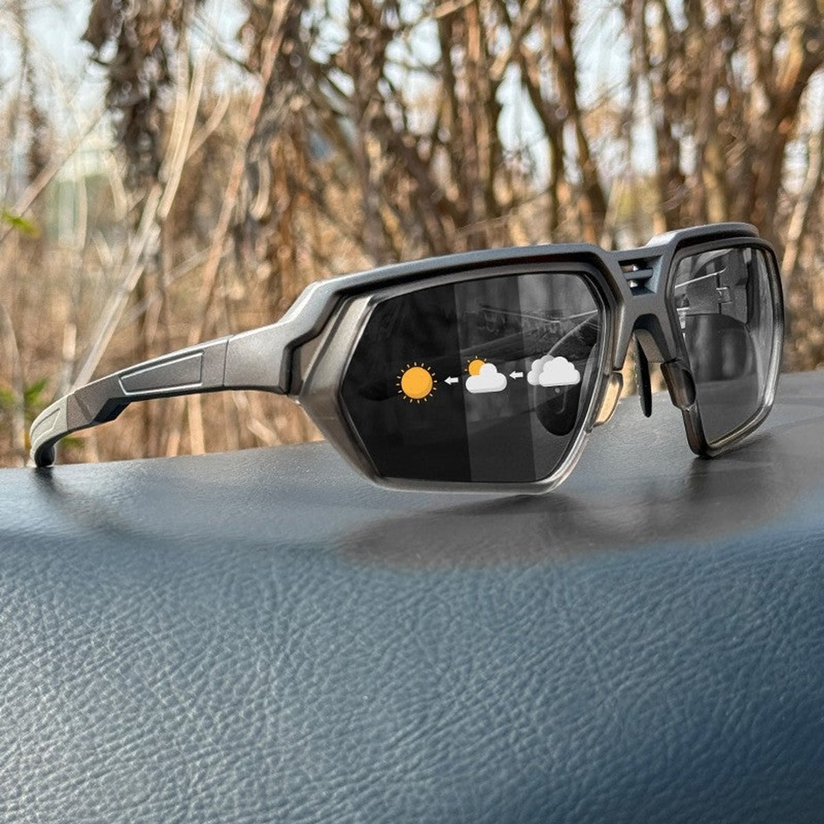 Photochromic Polarised Sports Sunglasses With Night-Enhancing Lenses And Tactical Wrap - Image 4
