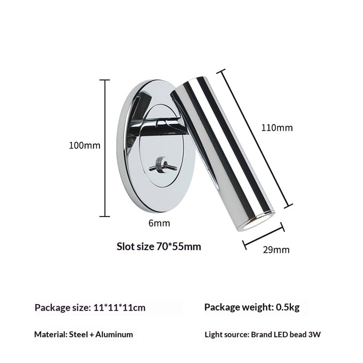 Pivoting Cylindrical Wall Mounted Light With LED Bulb - Image 6