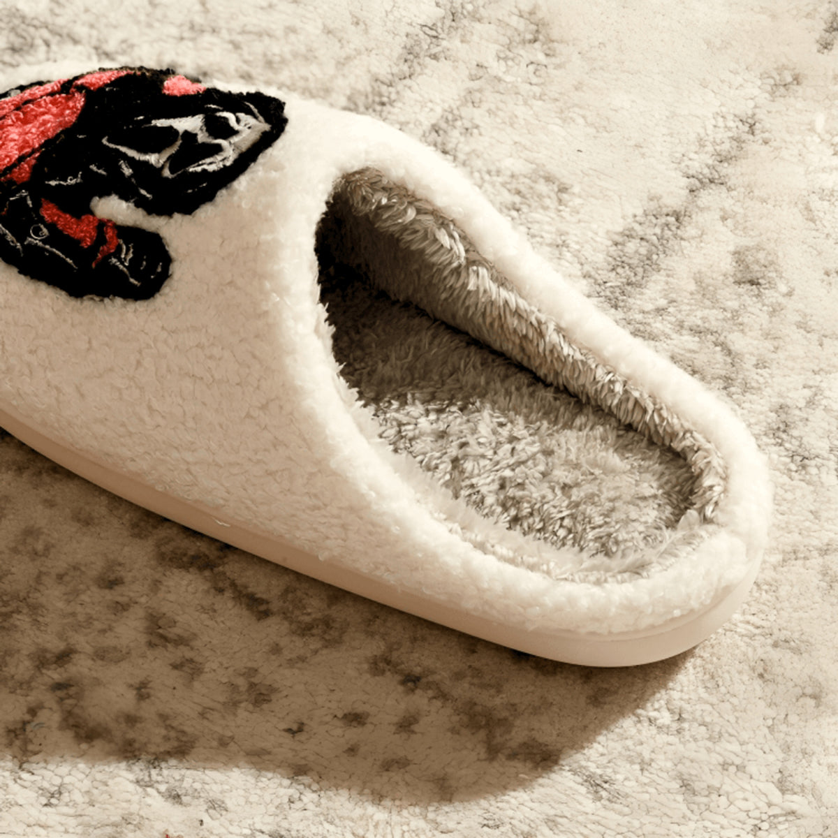 Plush House Slippers Comfortable Home Cream Embroidered Ghost-mask Killer - Image 3