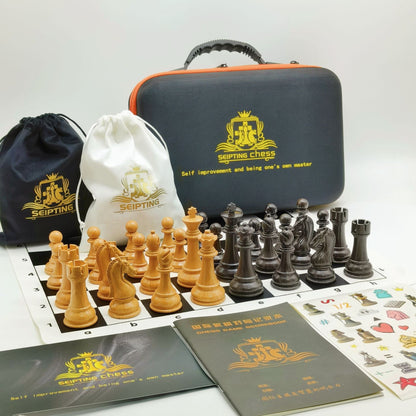 Portable Chess Set With Resin Pieces And Leather Board - Image 7