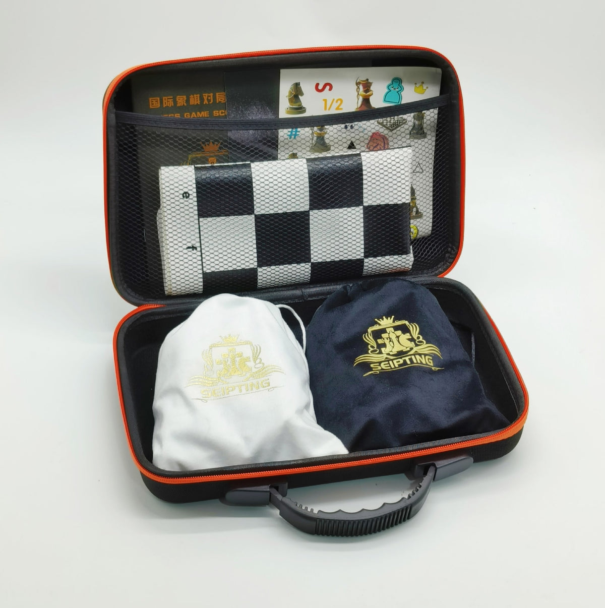 Portable Chess Set With Resin Pieces And Leather Board - Image 8