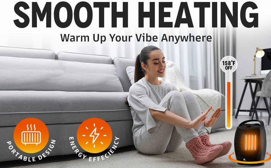 Portable Electric Heater With Oscillating Fan And Quiet Thermostat - Image 7