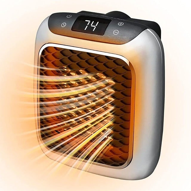 Portable Electric Wall Plug Heater With 800W Ceramic Heating Adjustable Thermostat And 12-Hour Timer - Image 7