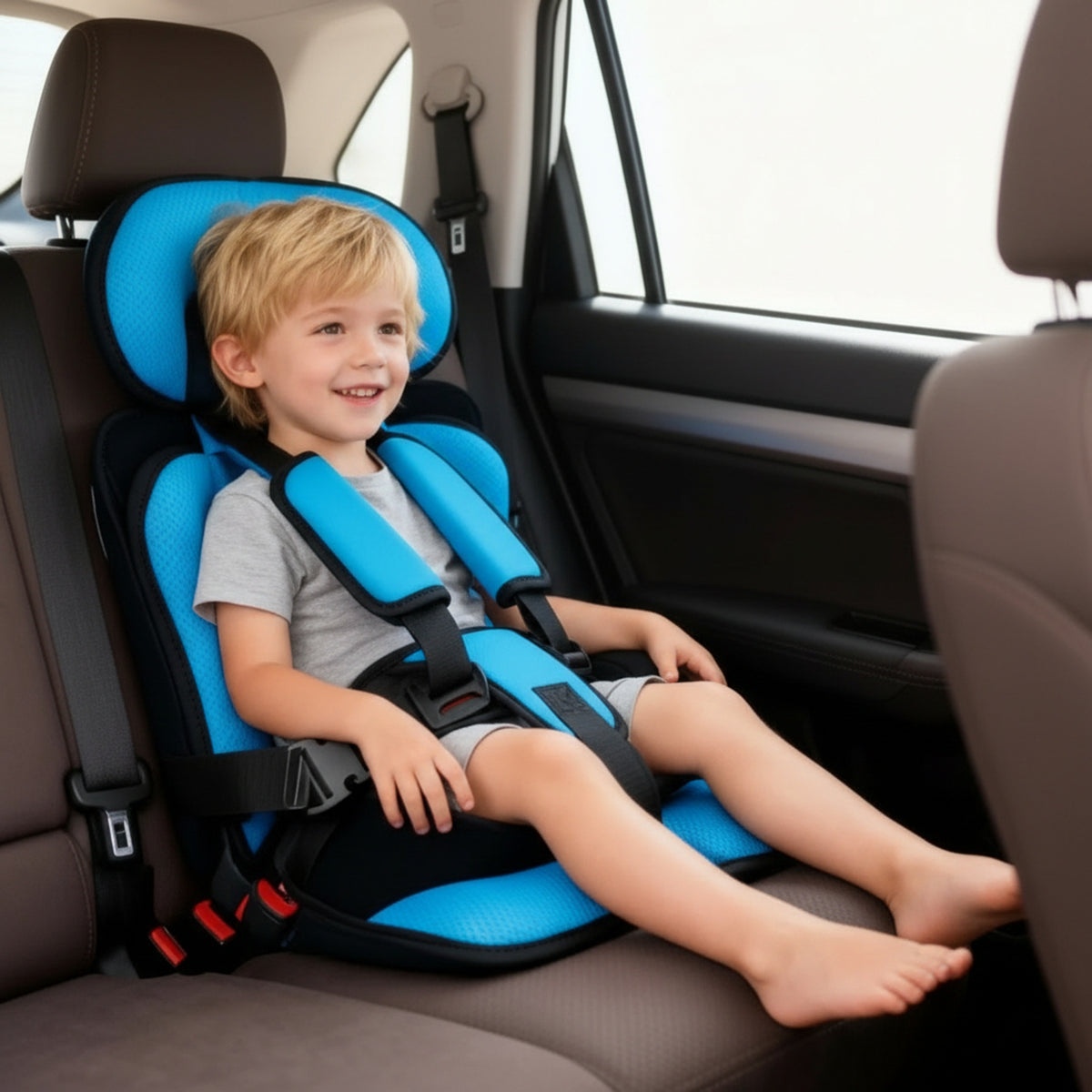 Portable Foldable Child Car Booster Seat For Travel With Safety Harness - Image 6